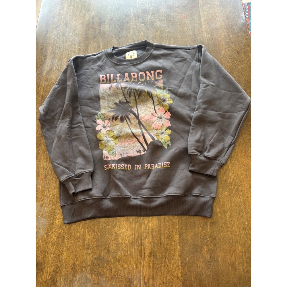 Billabong Sunkissed In Paradise Graphic Sweatshirt Gray Crewneck ABJSF00551 M
